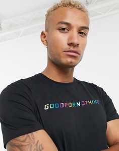 Черная обтягивающая футболка с разноцветным логотипом Good For Nothing-Черный