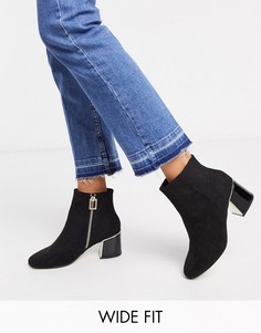 Черные ботинки на каблуке для широкой стопы River Island-Черный