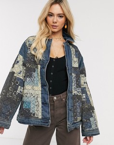 Куртка в стиле пэтчворк Free People-Синий