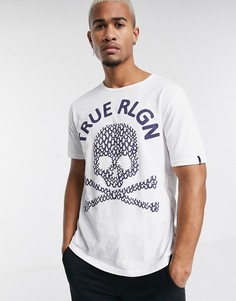 Белая футболка с фактурным логотипом-черепом True Religion-Белый