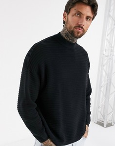 Черный джемпер с высоким воротом Bershka