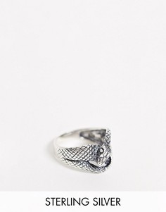 Серебряное кольцо со змеиной отделкой ASOS DESIGN-Серебряный