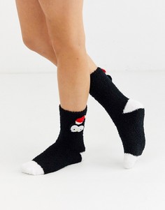 Пушистые носки с дизайном пингвина Brave Soul-Черный