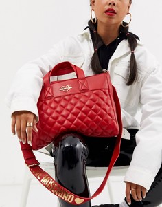 Стеганая сумка-тоут с логотипом Love Moschino-Красный