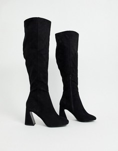 Черные сапоги выше колен на каблуке Miss Selfridge-Черный