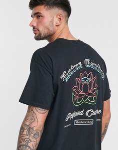 Черная oversize-футболка с принтом New Look-Черный