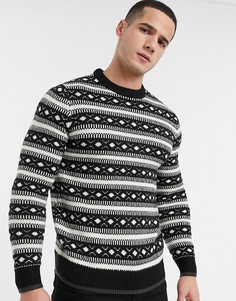 Черный джемпер с узором Burton Menswear