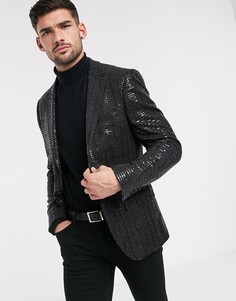 Черный пиджак с пайетками River Island