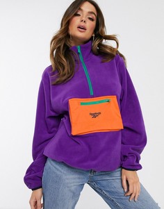 Фиолетовый свитшот с воротом на молнии Reebok