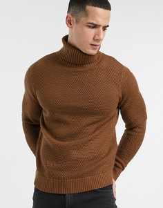 Водолазка табачного цвета Burton Menswear-Светло-коричневый