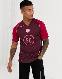 Бордовая футболка с контрастными рукавами Nike F.C.-Красный