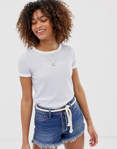 Футболка в полоску с логотипом Hollister-Синий