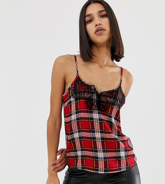 Красный топ в клетку с кружевной отделкой Missguided-Мульти