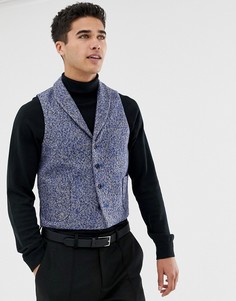 Синий приталенный жилет с добавлением шерсти ASOS