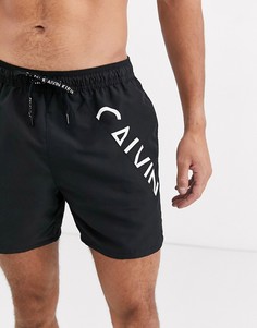 Шорты для плавания средней длины с затягивающимся шнурком Calvin Klein-Черный