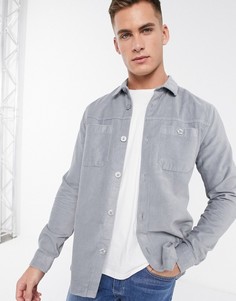 Светло-серая вельветовая рубашка River Island-Серый