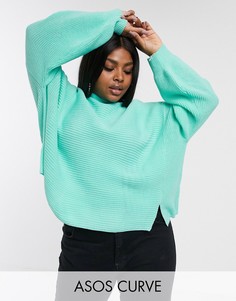 Джемпер с разрезом у нижнего края ASOS DESIGN Curve-Зеленый