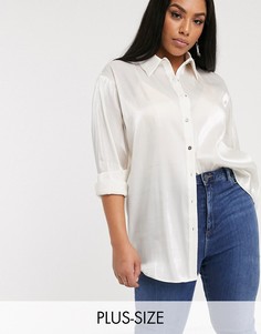 Прозрачная oversize-рубашка из органзы Glamorous Curve-Кремовый