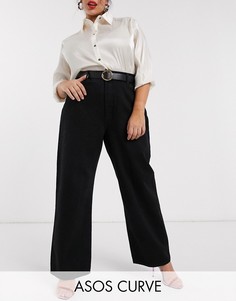 Черные выбеленные джинсы с завышенной талией ASOS DESIGN Curve-Черный