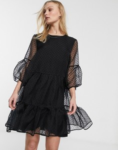 Платье с оборками In Wear-Черный