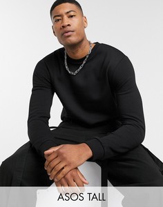 Черный длинный свитшот ASOS DESIGN Tall