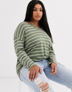 Свободный лонгслив в полоску ASOS DESIGN CURVE-Мульти