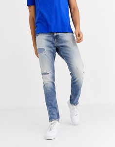 Светлые свободные джинсы с рваной отделкой Tommy Jeans 1988-Синий