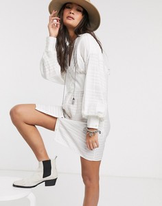 Платье-рубашка мини с корсетной отделкой на талии ASOS DESIGN-Белый
