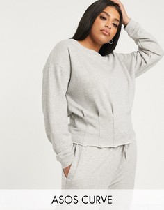 Комбинируемый свитшот с необработанным краем и открытыми плечами ASOS DESIGN Curve-Серый
