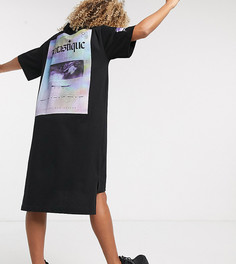 Платье-футболка миди в стиле oversize Crooked Tongues-Черный