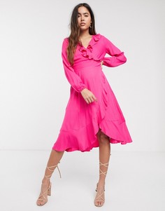 Платье с длинными рукавами и запахом Closet-Розовый