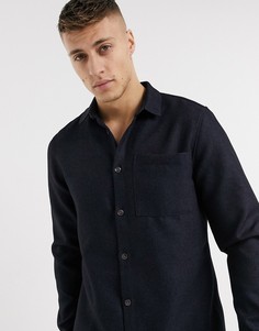 Темно-синяя фактурная рубашка с длинными рукавами River Island-Темно-синий