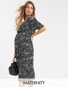 Платье миди в горошек с запахом New Look Maternity-Серебряный