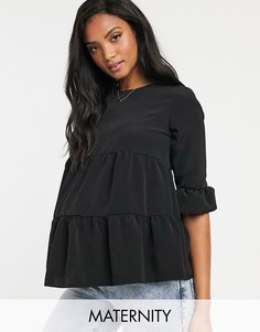 Черная свободная блузка с баской New Look Maternity-Черный