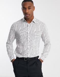 Светло-серая рубашка из вискозы с принтом \"зебра\" Jack & Jones Premium-Серый