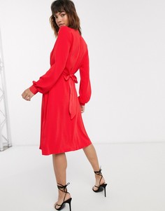 Платье А-силуэта с воротником-стойкой Closet-Красный