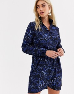 Платье-рубашка со змеиным принтом и v-образным вырезом AX Paris-Мульти