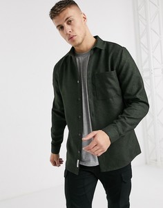Фактурная рубашка цвета хаки с длинными рукавами River Island-Зеленый
