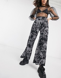 Широкие брюки в рубчик с принтом тай-дай ASOS DESIGN-Мульти