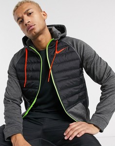 Утепленная куртка на молнии со стеганой отделкой Nike Training-Черный