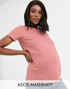 Бежевая футболка из органического хлопка с круглым вырезом ASOS DESIGN Maternity-Кремовый