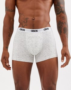 Белые меланжевые боксеры-брифы с фирменным поясом ASOS DESIGN-Белый