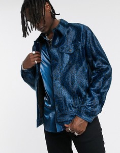 Синяя куртка в ковбойском стиле с леопардовым принтом ASOS EDITION-Синий