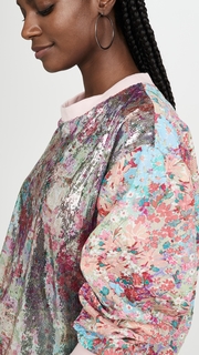 Prabal Gurung Metallic Floral Long Sleeve Top