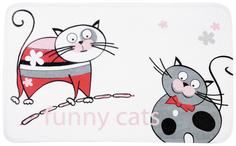 Коврик для ванной Tatkraft Funny Cats 14930 Белый с рисунком