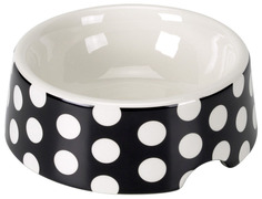 Одинарная миска для кошек и собак Chacco, керамика, белый, черный, 0.125 л