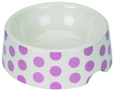 Одинарная миска для кошек и собак Chacco, керамика, белый, розовый, 0.125 л