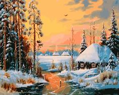 Картина по номерам Paintboy "Зима в деревушке", 40x50 см