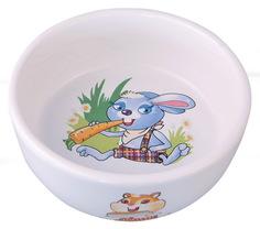 Одинарная миска для грызунов DEZZIE, керамика, белый, 0.3 л
