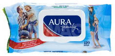 Салфетки влажные Aura Family Голубой, 120шт